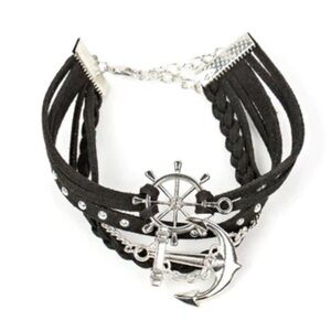 NEW Black Anchors Away Nautical Bracelet